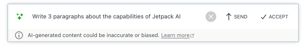 A dialog box with the text of my prompt and then a “send” and “accept” button over on the right side.